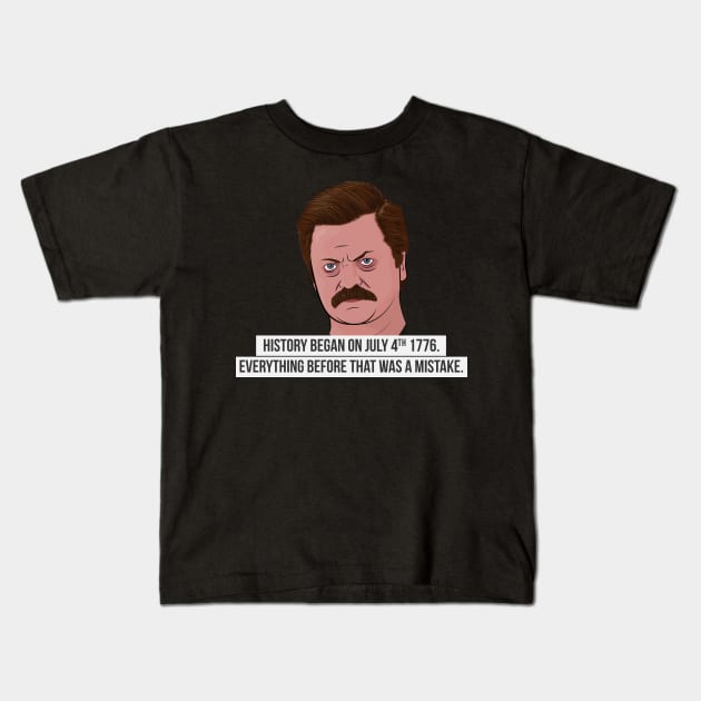 Ron Swanson - July 4th Kids T-Shirt by BluPenguin